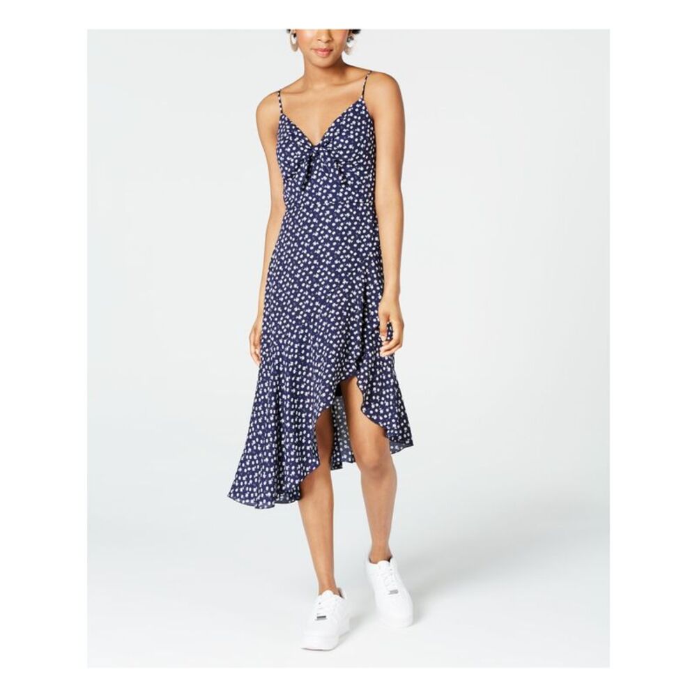 CITY STUDIO Womens Spaghetti Strap V Neck Midi Shift Dress